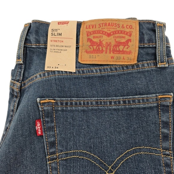Levi's Other - Levi 511 Slim Fit Mens 33 x 34 Jeans Mid Wash Stretch Denim Classic City New